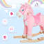 Poney berçant en peluche rose avec des sons authentiques et des glissières en bois robustes pour les enfants de 3 ans et plus