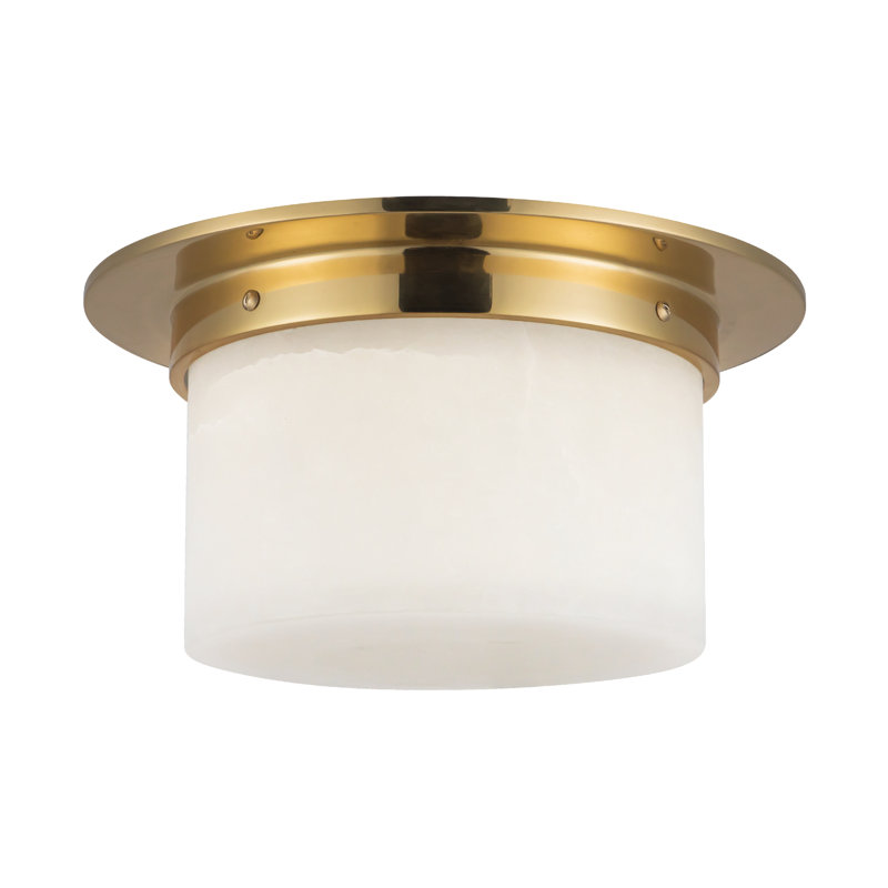 Mineral 11-in Brass Flush Mount, Alabaster, Brass