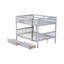 Lit superposé gris double avec lits amovibles et 2 tiroirs pratiques - finition en bois d'hévéa-396085640