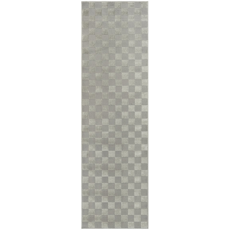 Tapis d'intérieur moderne gris Ebern Designs Mirari, Tapis de couloir 2 pi 2 po x 7 pi 6 po