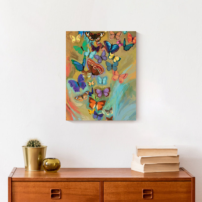 Explosion de papillons sur toile, H 14 po x l 11 po x P 1,25 po