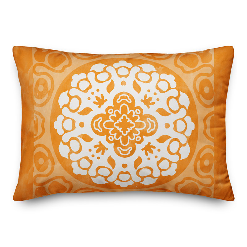 Housse et insert de coussin d'extérieur pour l'extérieur, Orange, Floral 2