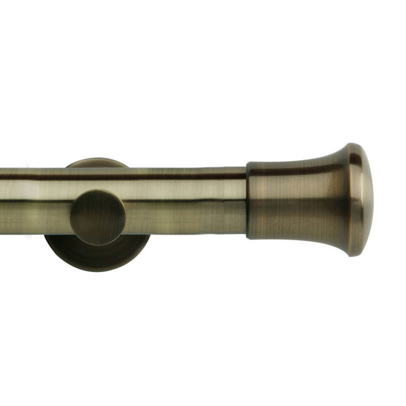Devota 3.5cm Single Curtain Pole, Spun Brass, 3.5 cm H x 180 cm W