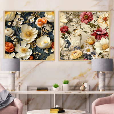 Pfarr - Ensemble de 2 collages floraux carrés