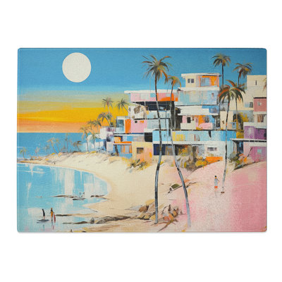 Beach Contemporary  Glass Chopping Board