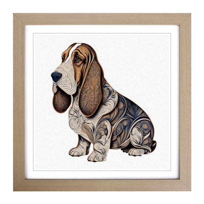 Basset Hound Ornamental Art - Framed Print