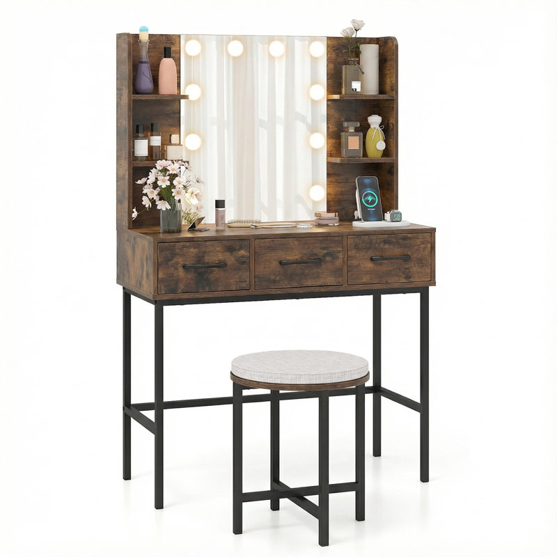 Dressing Table, Brown/Black