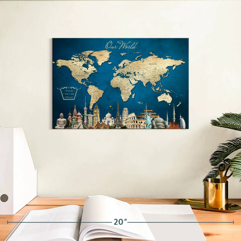 Our World Alvertia avec punaise, H 8 po x l 12 po