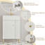 Meuble-lavabo à tablettes ouvertes de 21,6 po avec lavabo en céramique et porte à fermeture en douceur, armoire de rangement pour vestiaire sur le côté droit, assemblage requis, finition blanche.