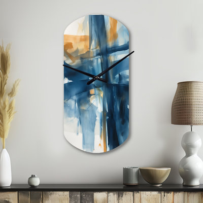 Horloge murale bleue et dorée Fusion vii - Fractals