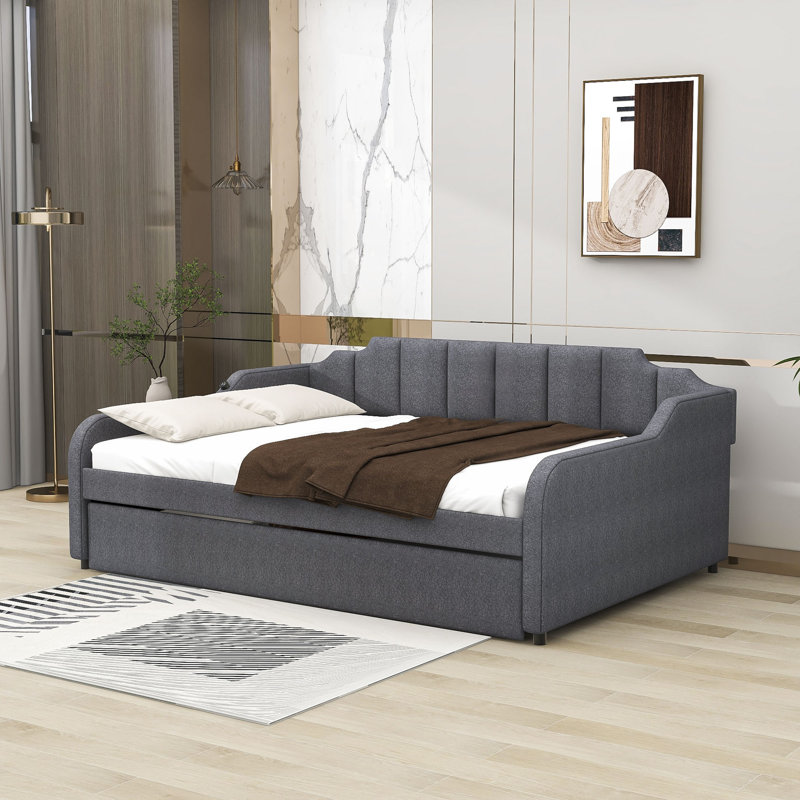 Palomino Full Size Upholstered Daybed with Trundle