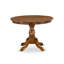L'ensemble de table de salle à manger 5 pièces pour 4 personnes comprend une table de cuisine ronde avec piédestal et 4 chaises Parson rembourrées en lin gris, noyer antique-106914399-123027331-123027328