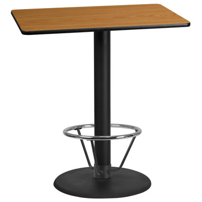 Plateau de table rectangulaire en stratifié avec base ronde et anneau de pied Basnight