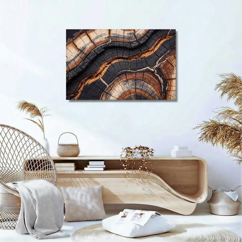 Art mural sur toile Charred Tree Rings, 20"H x 30"W