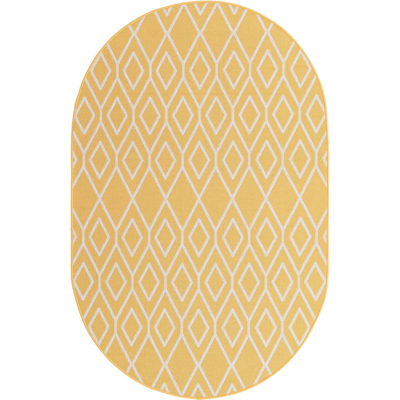 Outdoor Destiny Area Rug Gold Color, Oval 5'3" x 8'