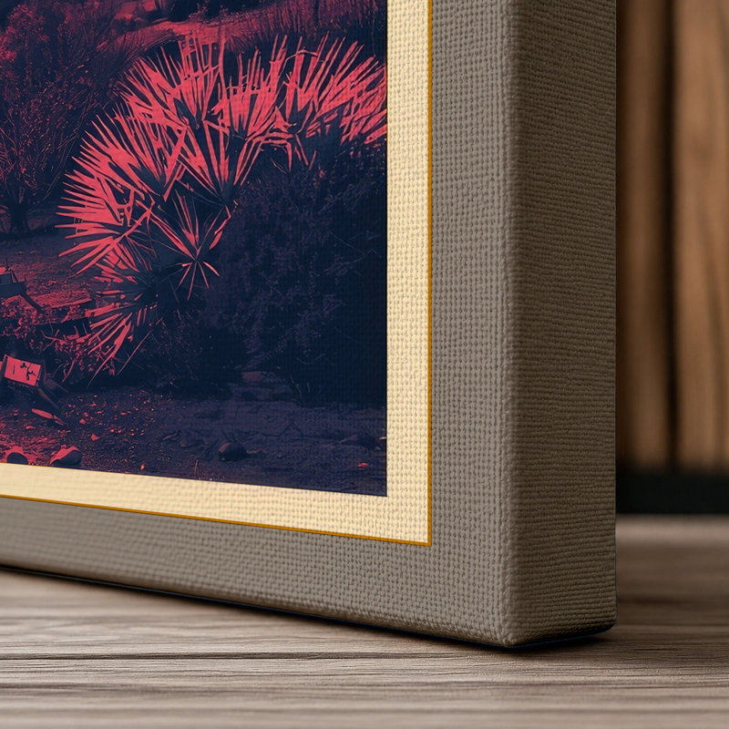 Desert at Sunset Rustic - Wrapped Canvas, 24x16 - 61.0 x 40.6 cm, Taupe Border