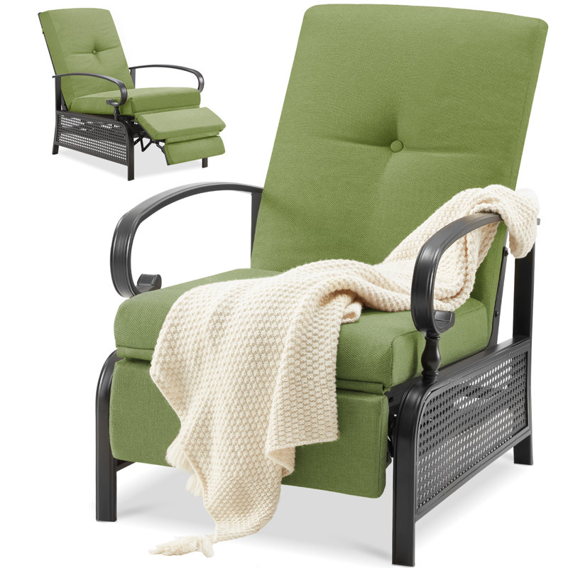Chaise de patio inclinable avec coussins, Vert