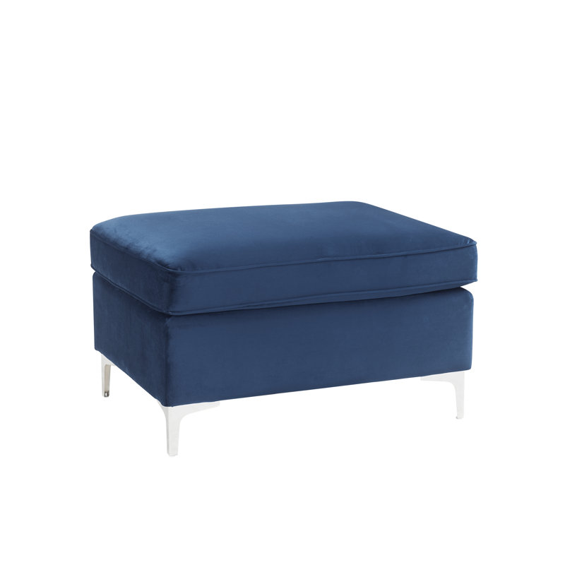 Pavlik Velvet Ottoman, Blue Velvet