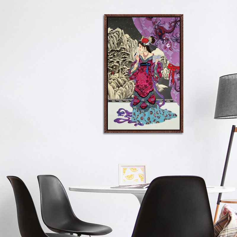 Black Jade 1 Piece Painting on Canvas, 101.6 cm H x 66.04 cm W, Classic Brown Wood Framed