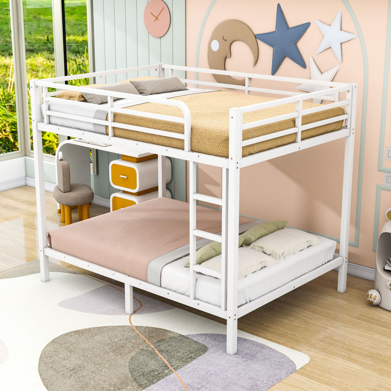 Metal Bunk Bed With Slats, White, Full