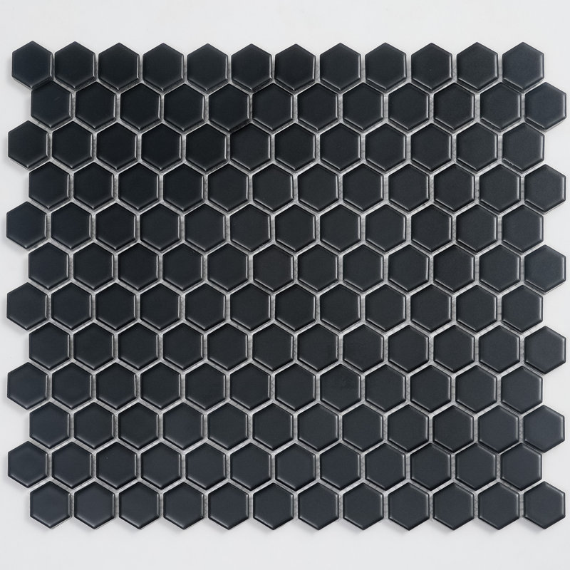Cirkel Hex 10,2 po X 11,8 po Carreau de mur et de plancher en porcelaine (paquet de 8,36 pieds carrés) - paquet de 10, Noir