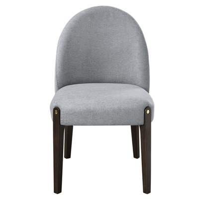 2 Dining Chairs With Gray Fabric Upholstery - -Colored Legs, Comfort Foam Padding, 25" X 21" 35" H Of 2 Wood Leg Finish, Comfortable Seat,