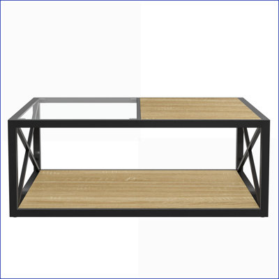 Table basse en bois trempé et panneau de fibres à densité moyenne en bois naturel pour le salon, la chambre à coucher et le rangement facile à nettoyer