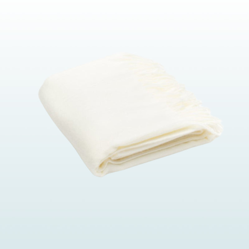 Trio Supply House Woven Herringbone Plush Throw Blanket, Cream, 49.77" L  x 59.77" W