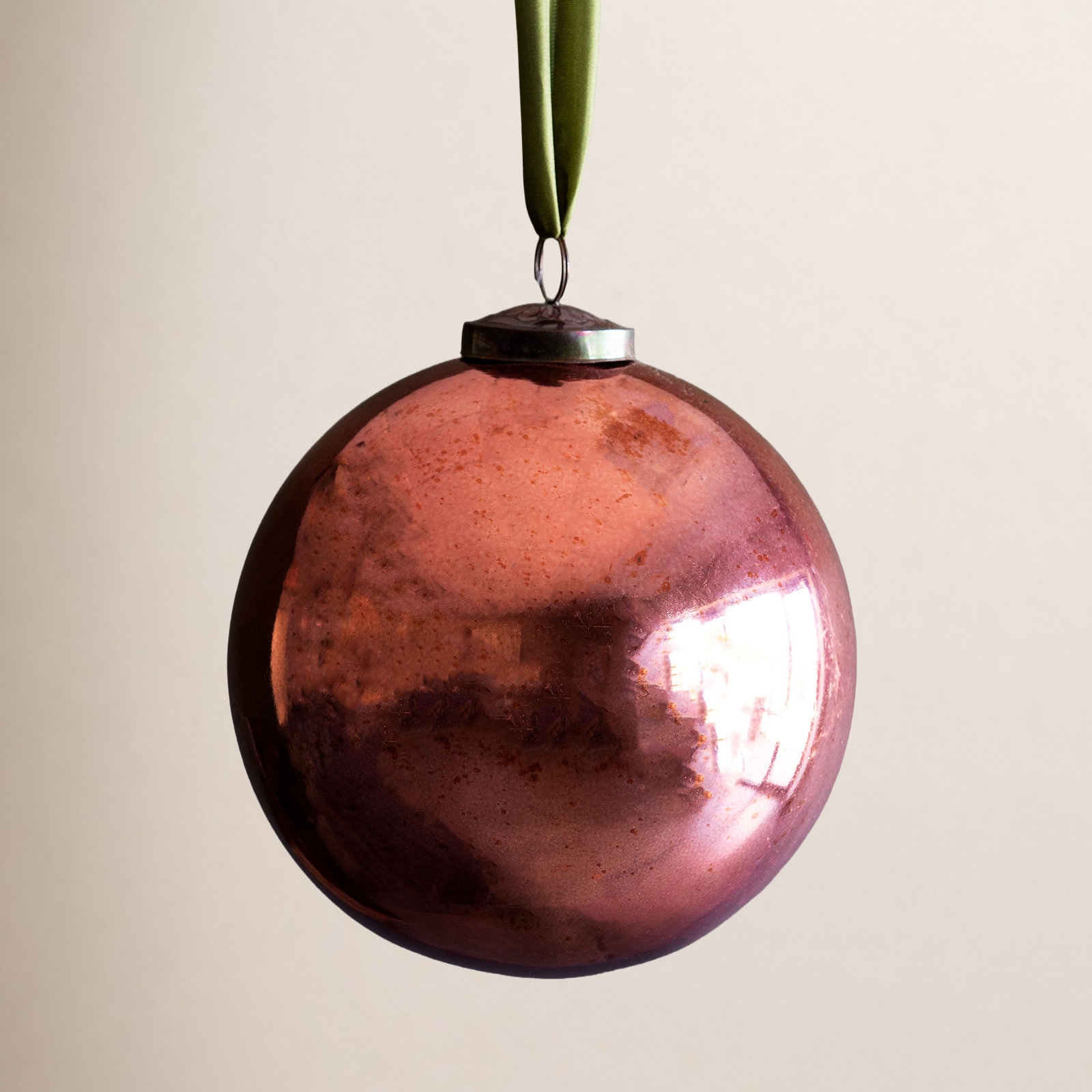 7.25'' Glass Ball Ornament, Shiny Rose, 7.25" H x 5.75" W x 5.75" D