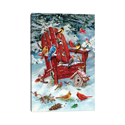 "Birds on Adirondack Chair" par Greg and Company, impression sur toile tendue
