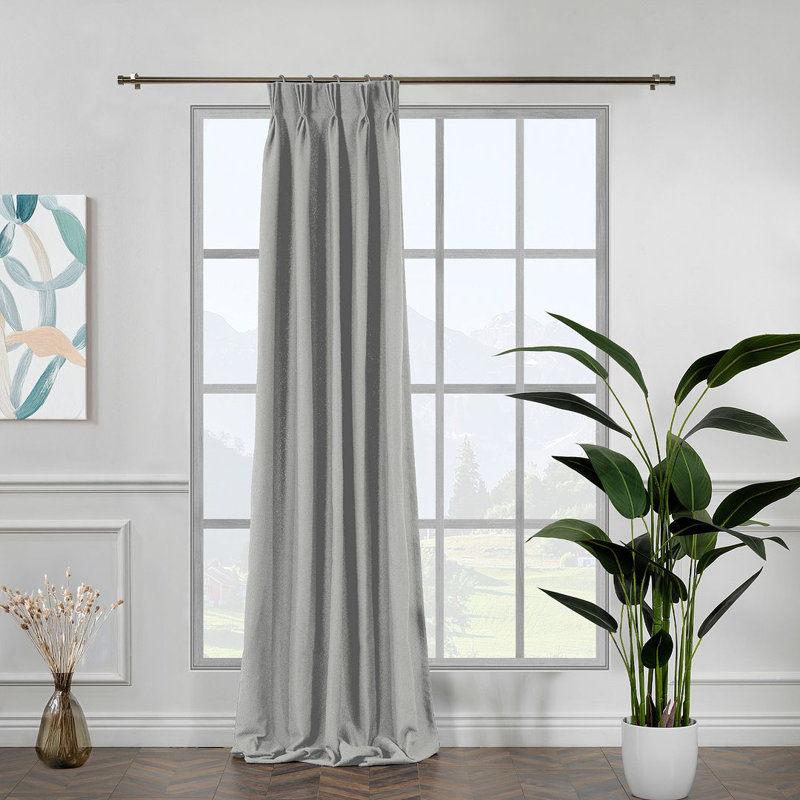 Extra Long & Extra Wide Polyester Decorative Curtain Pinch Pleat Single Panel, 52" W x 132" L, Stone