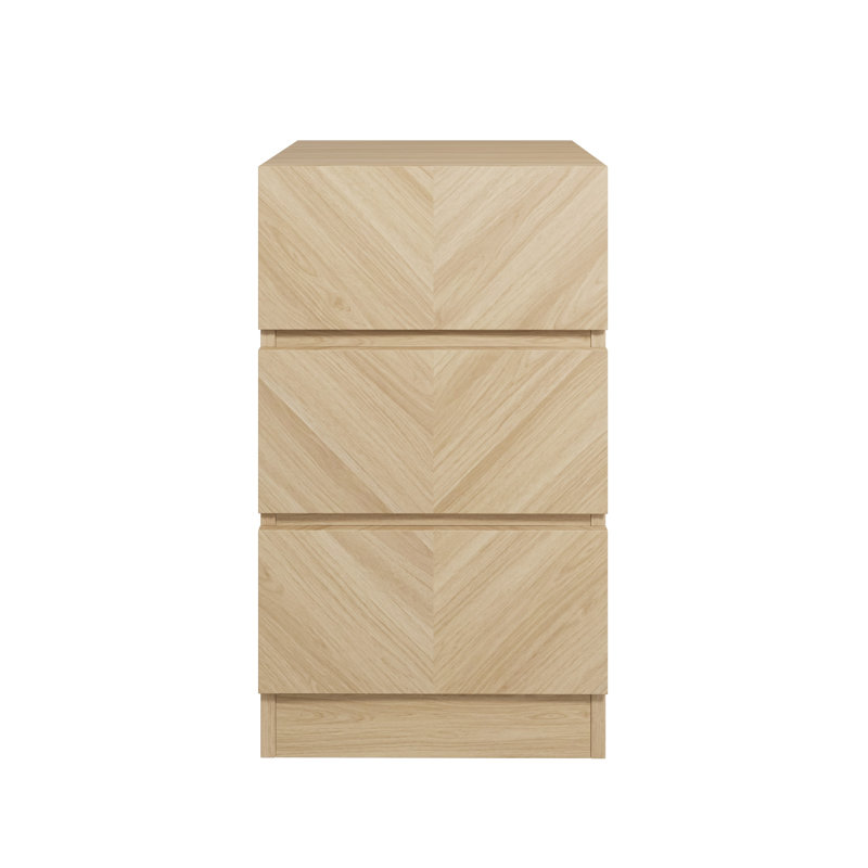 Kascha 3 Drawer Bedside Table, Oak, Set of 2