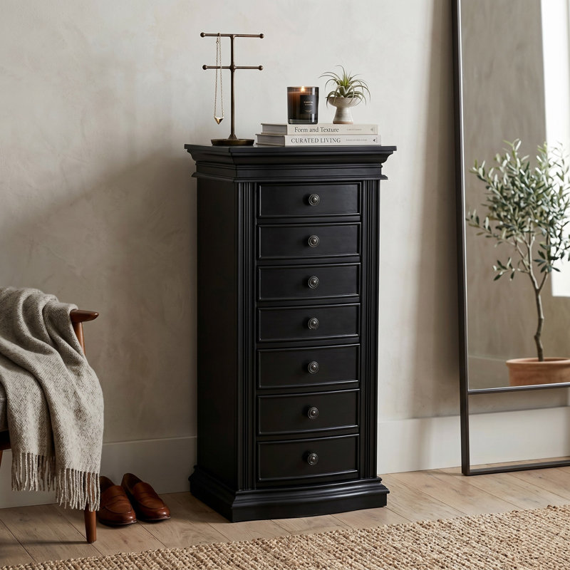 Armoire pour bijoux avec miroir Aitkin, Noir