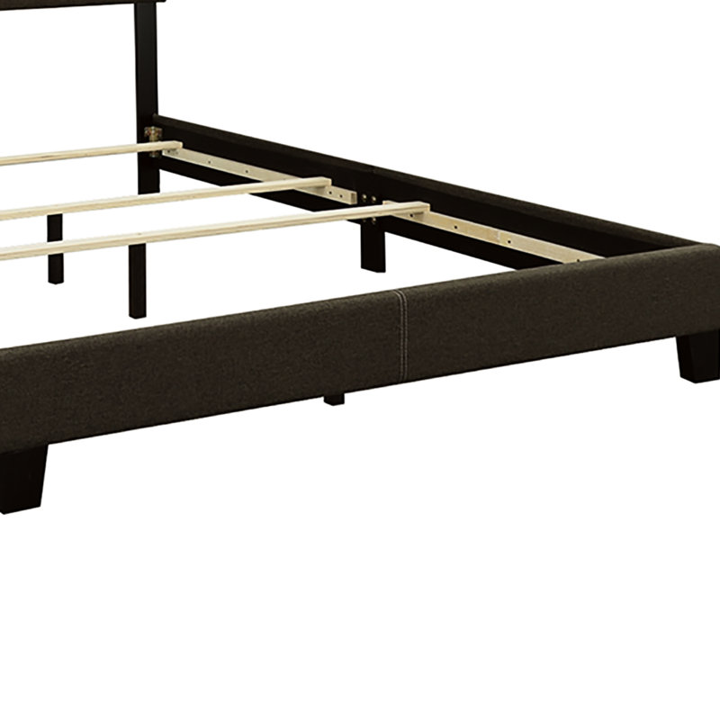 Très grand lit oriental de couleur gris anthracite, de style panneau tapissier, avec garniture cloutée et quatre pieds pour la taille de la chambre à coucher avec garniture classique, pieds, conception rectangulaire