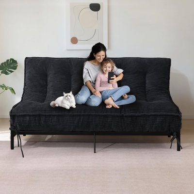 Futon Mattress Japanese Floor Topper, 8" Memory Foam Foldable Futon Pad, Portable Roll Up Sleeping Mat For Camping, Easy To Store With Dust Cover, Queen