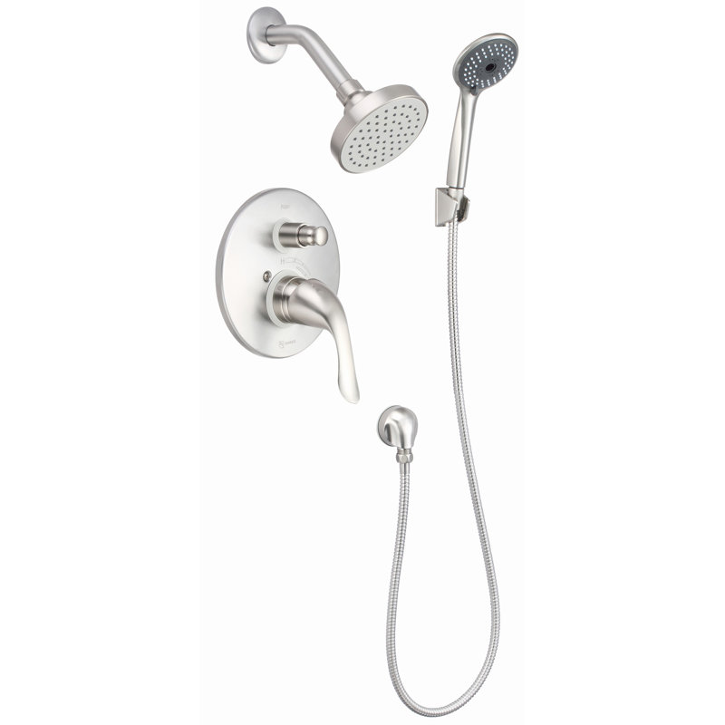Castille Diverter Shower with Rough in-Valve, Nickel brossé