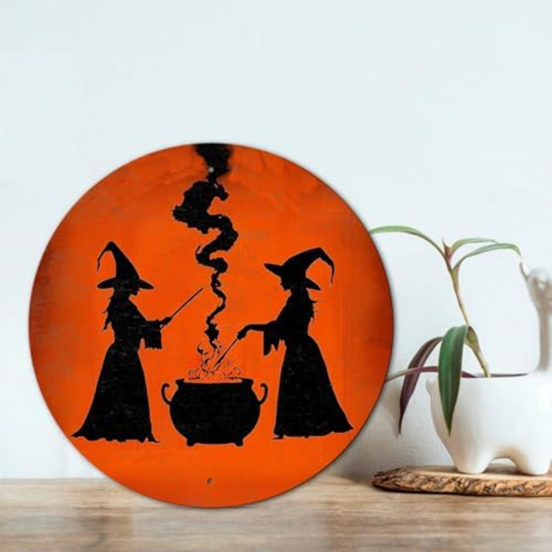 Plaque en métal Spooky Witch Halloween
