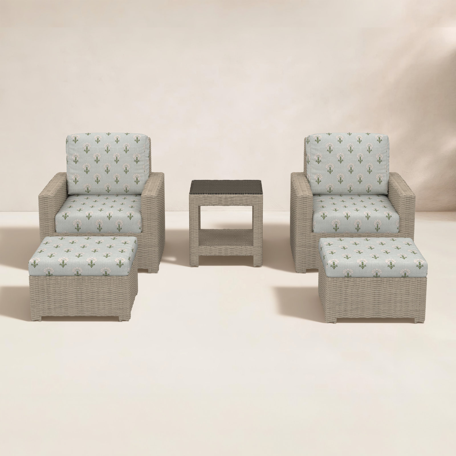 Henri 2-Person Sunbrella® Patio Seating Group, Mira Celeste