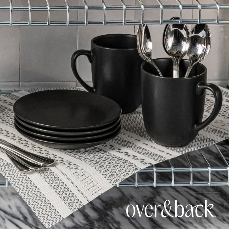 over&back Coupe Semi-Matte Hand-Finished Stoneware Mugs, Black