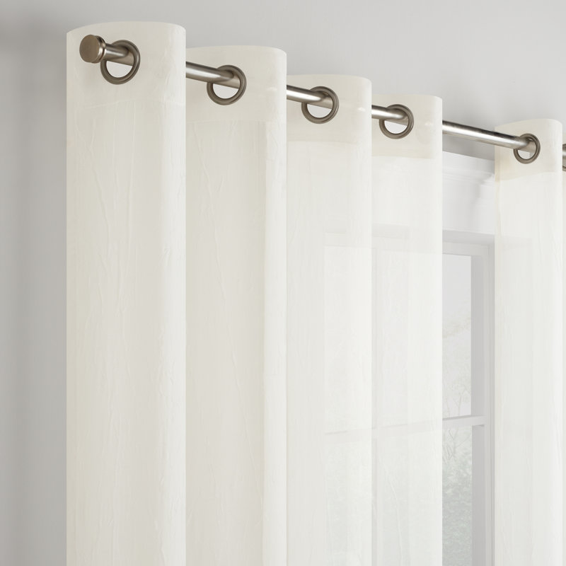 Emina Grommet Sheer Curtain Single Panel, 50" W x 84" L, Gray