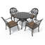 Ensemble de salle à manger d'extérieur rond 5 pièces de 100 cm (39,37 po) avec 4 chaises empilables et coussins bruns