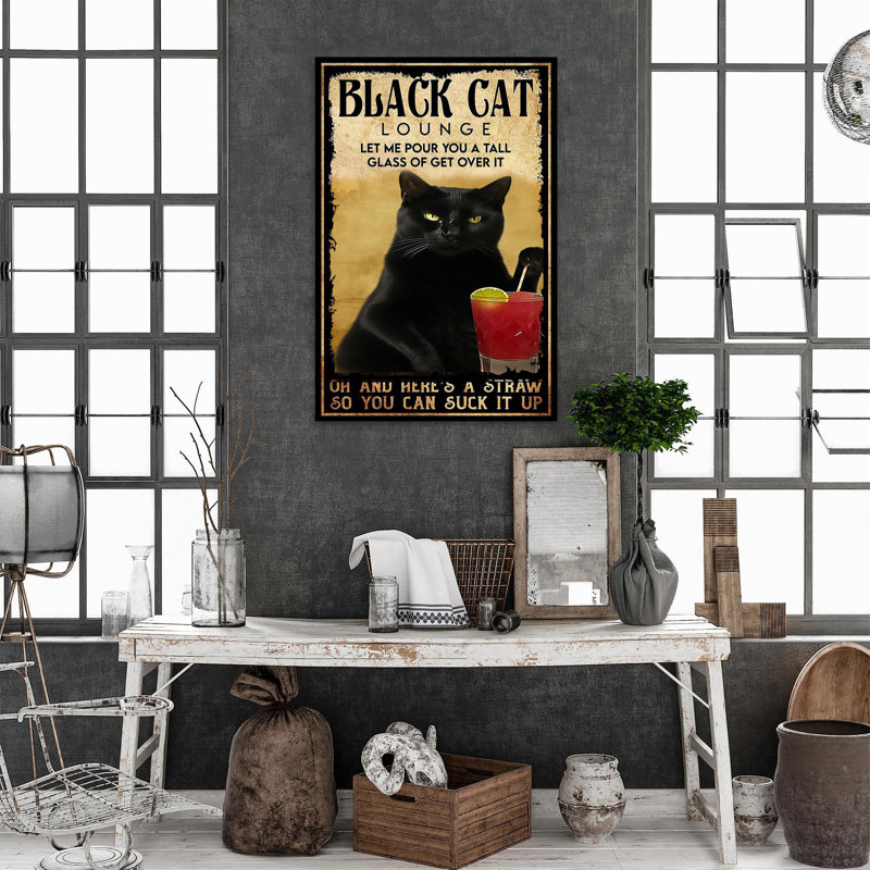 Black Cat Lounge - 1 pièce, impression sur toile tendue, H 14 po x l 11 po x P 1,25 po