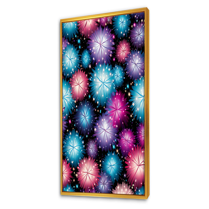 Feux d'artifice lumineux et symphonique, Cadre flottant doré, H 60 po x l 28 po x P 1,5 po
