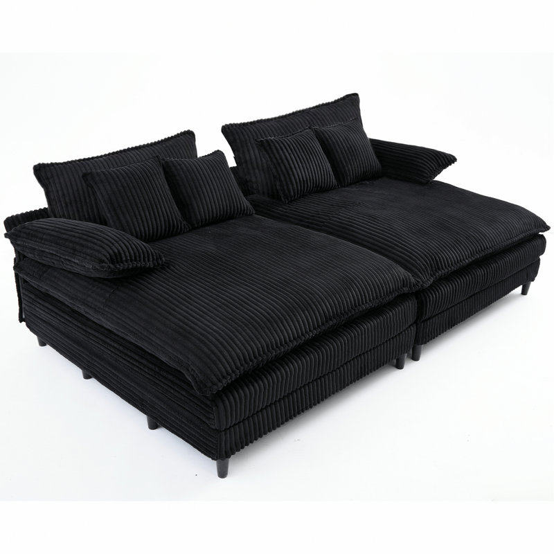 Méridienne double avec 4 coussins pour l'intérieur, Noir