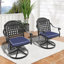 Ensemble de 2 chaises d'extérieur pivotantes en fonte d'aluminium avec coussins bleus