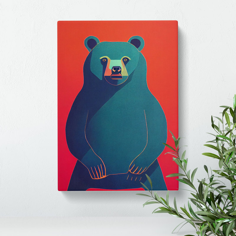 Sitting Bear Abstract - Wrapped Canvas, 60cm H x 40cm W x 3cm D