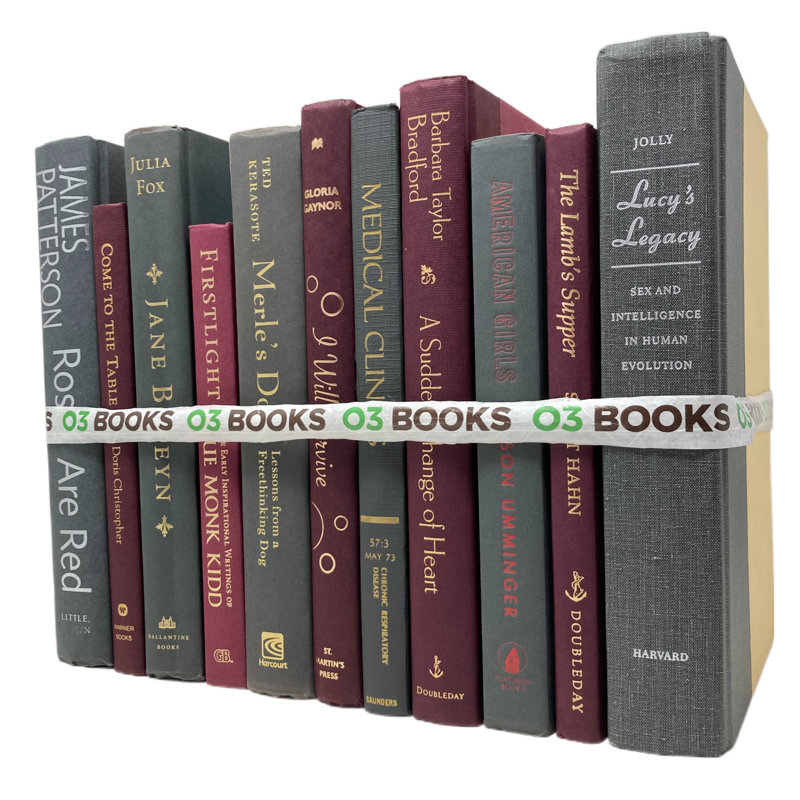 Livres décoratifs rustiques fusion gris et bourgogne