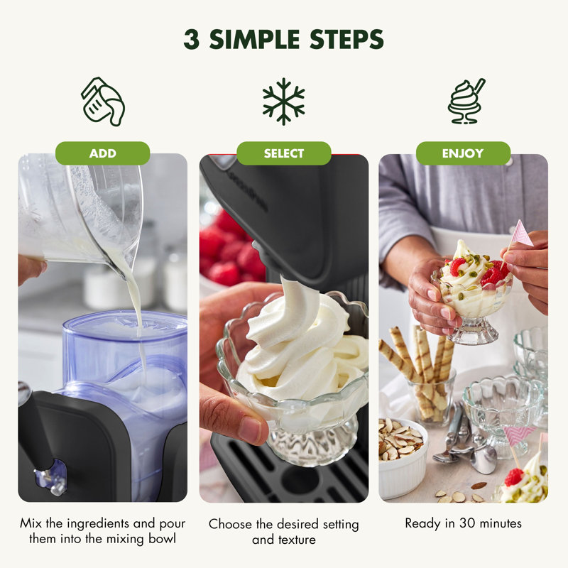 GreenPan Frost Soft Serve Ice Cream and Slushie Maker, Anthracite