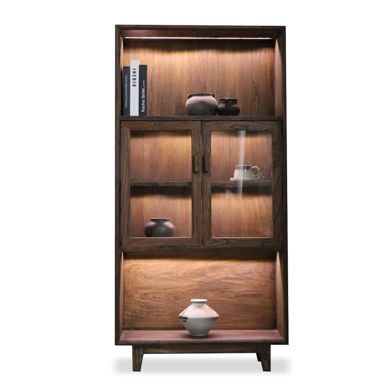 Brown Solid Wood + Tempered Glass Display Cases