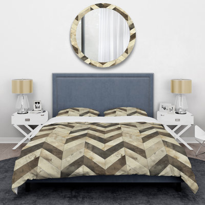 Brown Cream Chevron Print II - Modern Duvet Cover Set